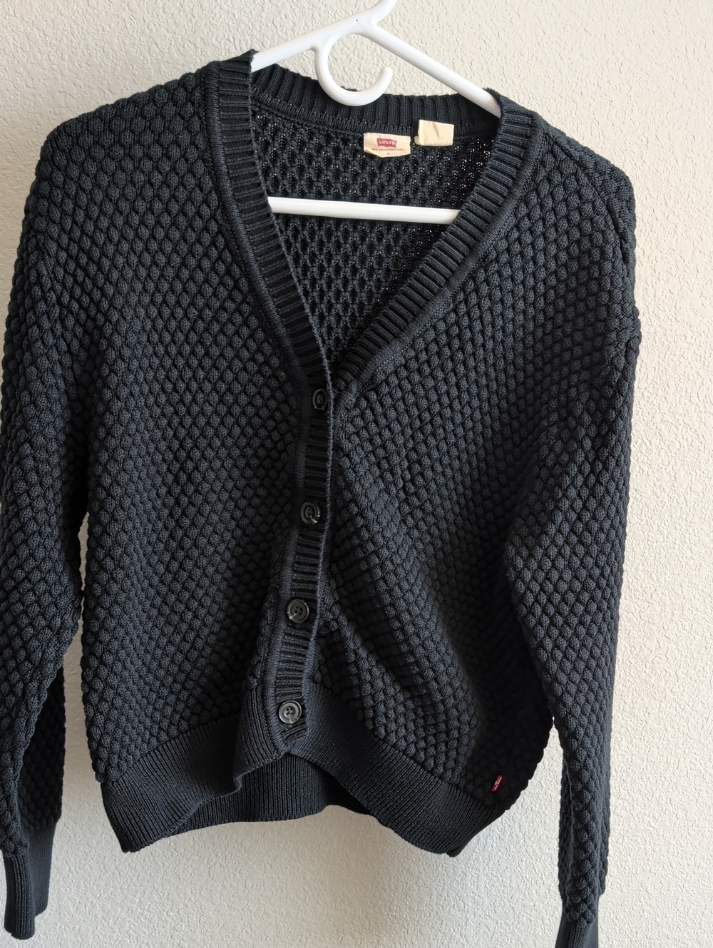 Levi's Women's Black Textured Knit Cardigan Sweater